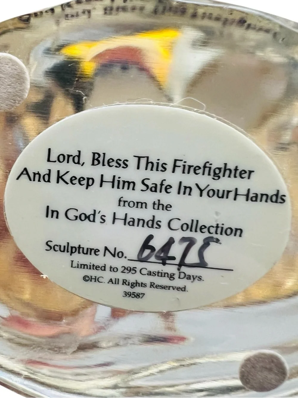 Vintage Lord Bless This Firefighter From The In Gods Hands Collection Figurine
